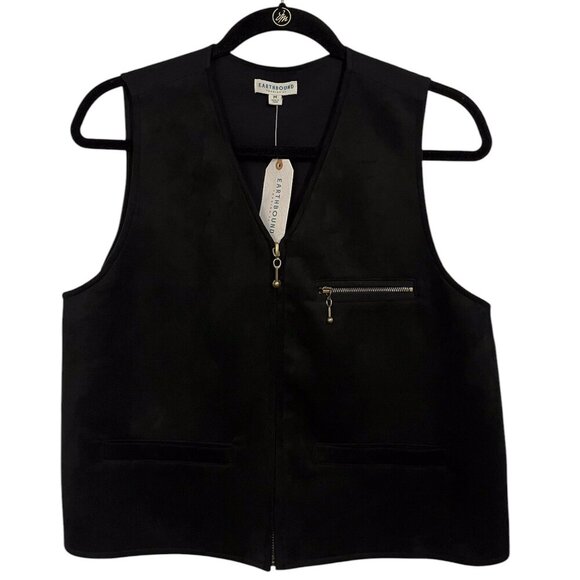 NWT- Earthbound Unisex Black & Gold Faux Suede Vest Size: Medium - Picture 1 of 4